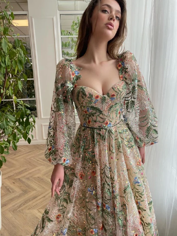 Floral print mini dresses for summer parties Whispering Forest Train Gown
