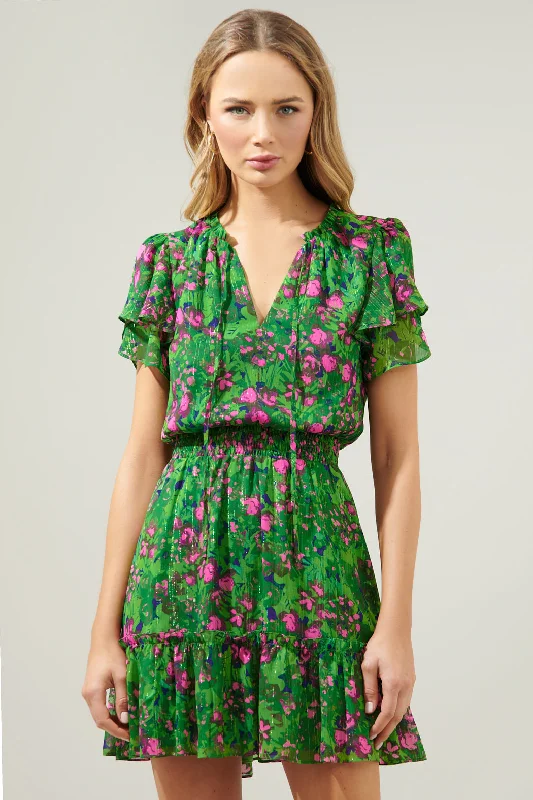Mini dresses with puff sleeves for a vintage look Sugarplum Floral Bumble Ruffle Mini Dress Mini dresses with puff sleeves for a vintage look Sugarplum Floral Bumble Ruffle Mini Dress