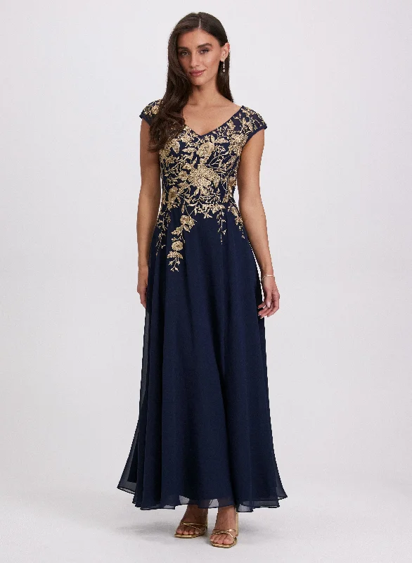 Mini dresses with side slits for a sexy appeal Floral Embroidered Dress