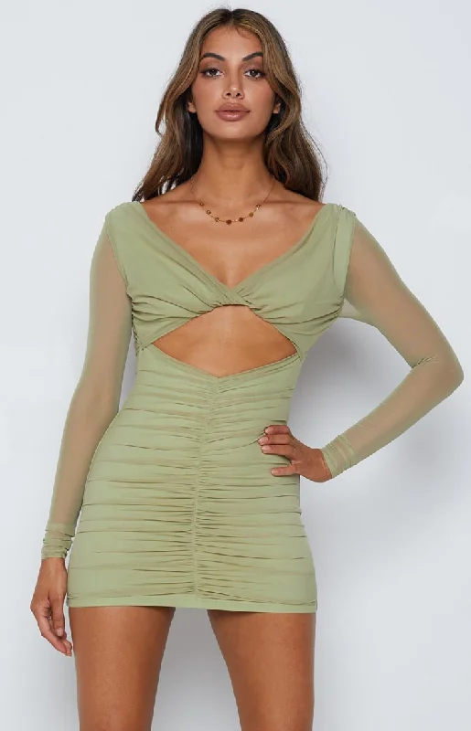 Mini dresses with pocket details for added functionality Raven Mesh Dress Green