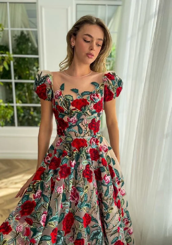 Strapless mini dresses for a beach vacation Rose Romance Mesh Gown