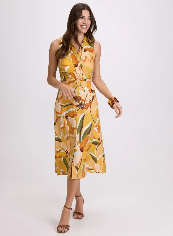Cotton mini dresses for a comfortable everyday option Floral Linen-Blend Dress