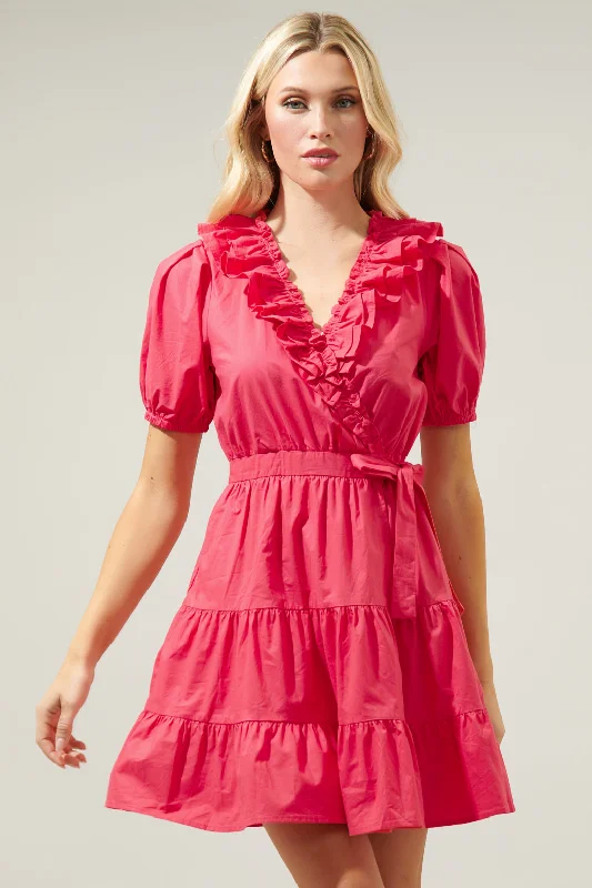 Mini dresses with tiered skirts for added volume Sweet Enough Ruffle Surplice Mini Dress Mini dresses with tiered skirts for added volume Sweet Enough Ruffle Surplice Mini Dress