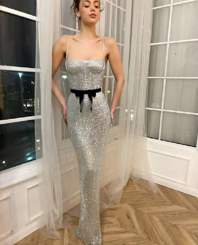 Mini dresses with spaghetti straps for a delicate look Stellar Silver Mermaid Dress