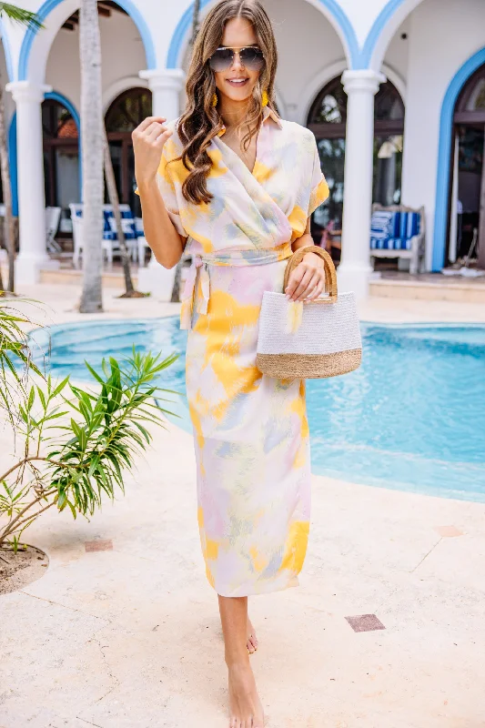 A - line midi dresses with floral prints for spring brunches All I Want Cream White Abstract Wrap Midi Dress A - line midi dresses with floral prints for spring brunches All I Want Cream White Abstract Wrap Midi Dress