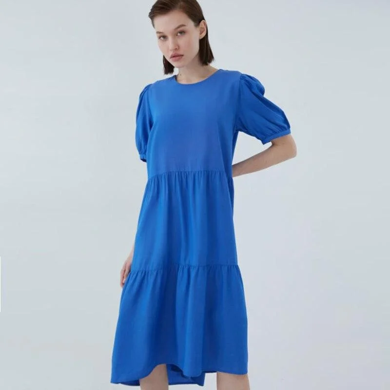 Midi dresses with wrap - around skirts for a customizable fit FashionSierra - Women Vintage Ruffled loose Midi Dress Midi dresses with wrap - around skirts for a customizable fit FashionSierra - Women Vintage Ruffled loose Midi Dress