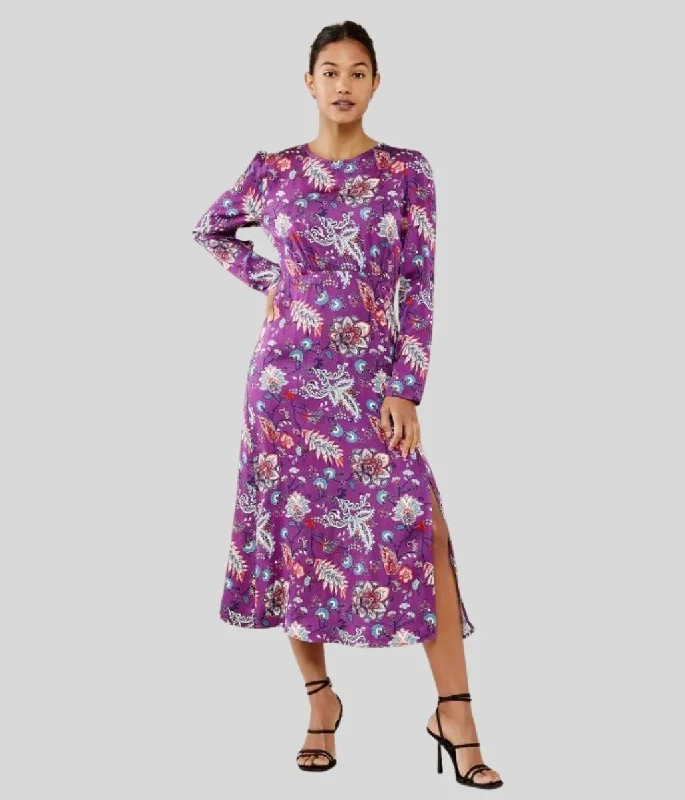 Midi dresses with V - necklines for a flattering and elongating effect Purple Oriental Selma Satin Dress Midi dresses with V - necklines for a flattering and elongating effect Purple Oriental Selma Satin Dress