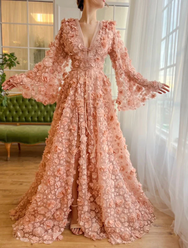 Mini dresses with one - shoulder designs Peach Blossom Gown