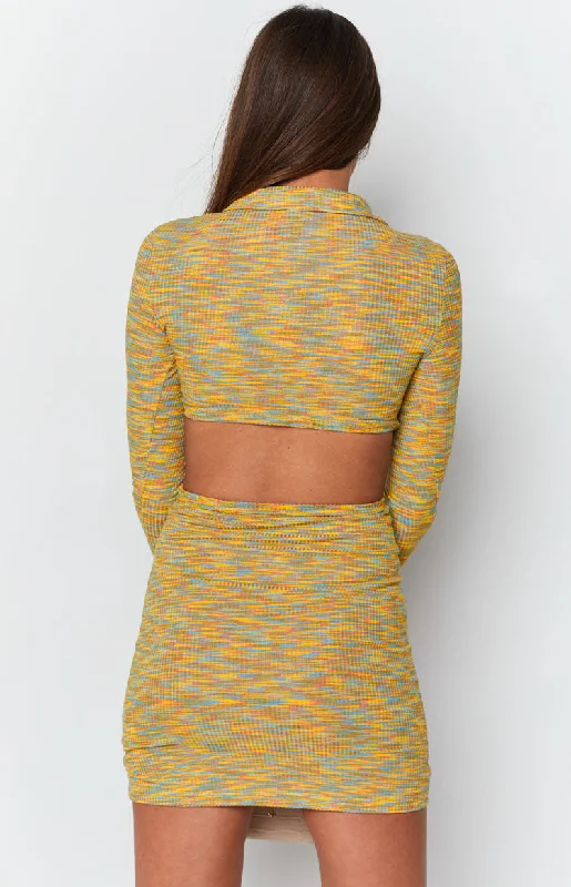 Mini dresses with polka dot patterns Rixie Cut Out Mini Dress Yellow