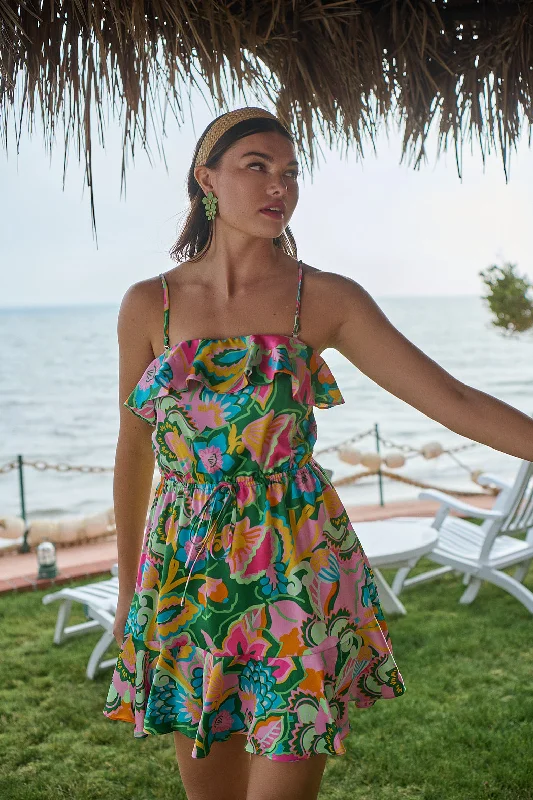 Mini dresses with empire waists for a flattering fit Lanai Multi Tropics Banjo Convertible Mini Dress Mini dresses with empire waists for a flattering fit Lanai Multi Tropics Banjo Convertible Mini Dress