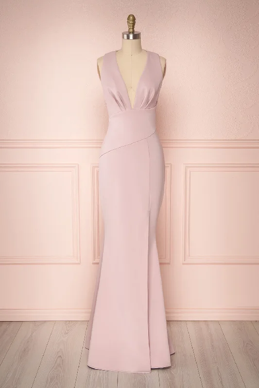 Mini dresses with bow accents for a sweet look Camila Mauve | Purple Mermaid Gown