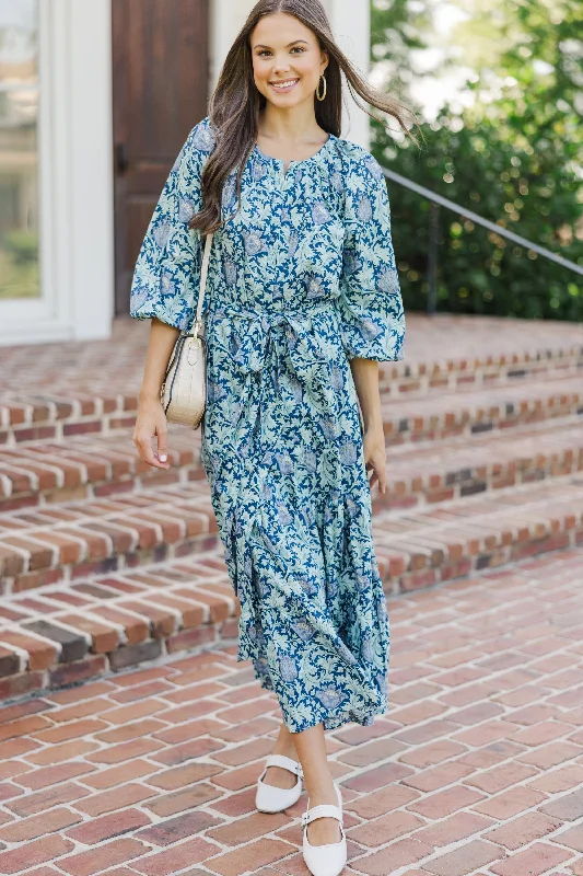 A - line midi dresses with floral prints for spring brunches Good Intentions Navy Blue Floral Midi Dress A - line midi dresses with floral prints for spring brunches Good Intentions Navy Blue Floral Midi Dress