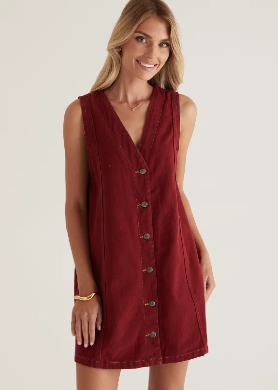 Mini dresses with empire waists for a flattering fit Halluna Dress - Wine