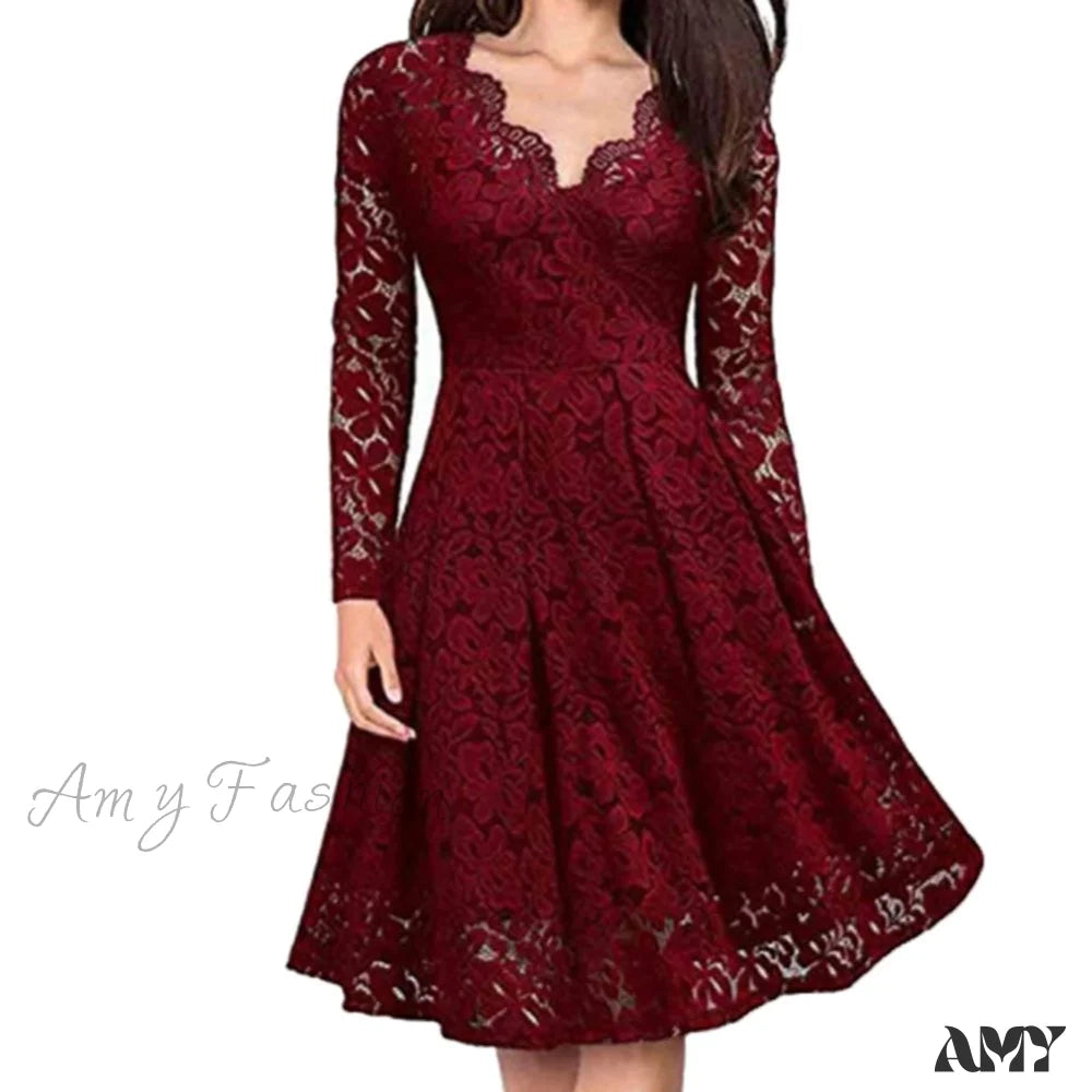 Midi dresses with ruched sleeves for a more fitted and stylish arm look Amy Fashion - Lace Floral V Neck Long Sleeve Midi Dress Midi dresses with ruched sleeves for a more fitted and stylish arm look Amy Fashion - Lace Floral V Neck Long Sleeve Midi Dress