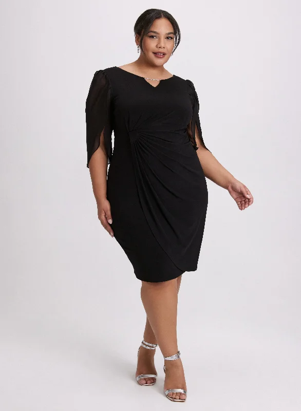 Sheer mini dresses with lace inserts Chiffon Sleeve Dress