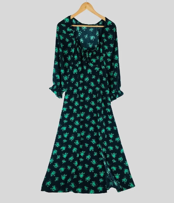 Midi dresses with one - shoulder designs for a modern and asymmetric style Green Floral Sweetheart Midaxi Dress Midi dresses with one - shoulder designs for a modern and asymmetric style Green Floral Sweetheart Midaxi Dress