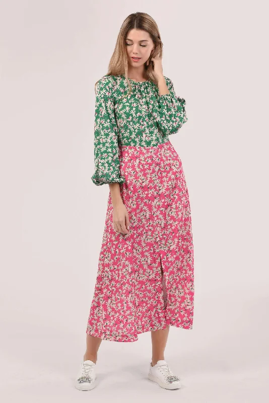 Midi dresses with polka dot prints for a playful summer outfit Molly Pink & Green Floral A Line Midi Dress Midi dresses with polka dot prints for a playful summer outfit Molly Pink & Green Floral A Line Midi Dress