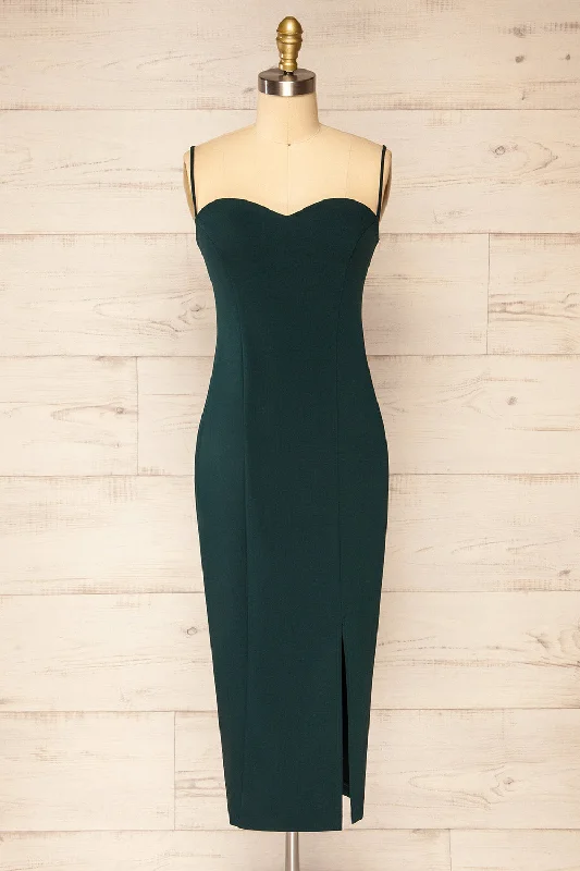 Mini dresses with wrap - around styles Miira Green | Fitted Midi Dress w/ Sweetheart Neckline Mini dresses with wrap - around styles Miira Green | Fitted Midi Dress w/ Sweetheart Neckline