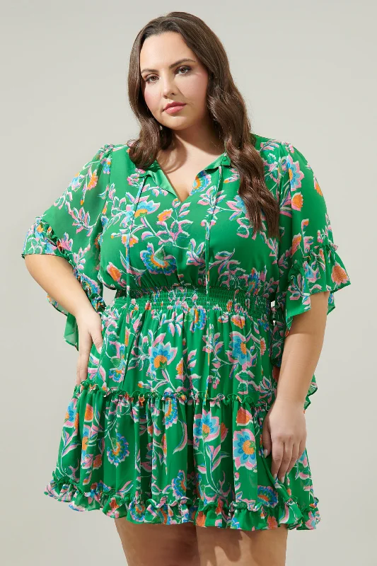 Denim mini dresses with distressed details Belize Floral Amorcito Bell Sleeve Mini Dress Curve Denim mini dresses with distressed details Belize Floral Amorcito Bell Sleeve Mini Dress Curve