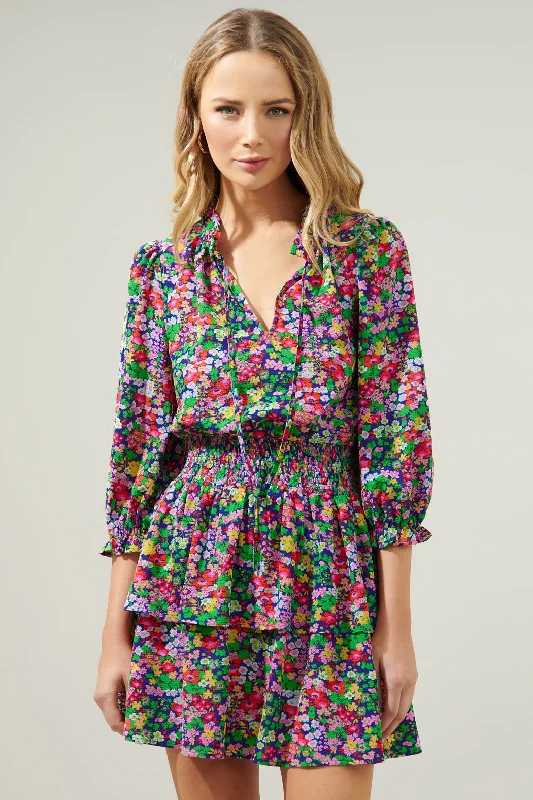 Mini dresses with off - the - shoulder styles Mountain Spring Starla Smocked Tiered Mini Dress