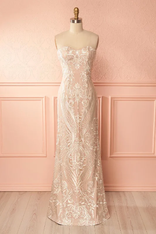 Ruffled mini dresses for a romantic touch Zohra | Beige Mermaid Gown
