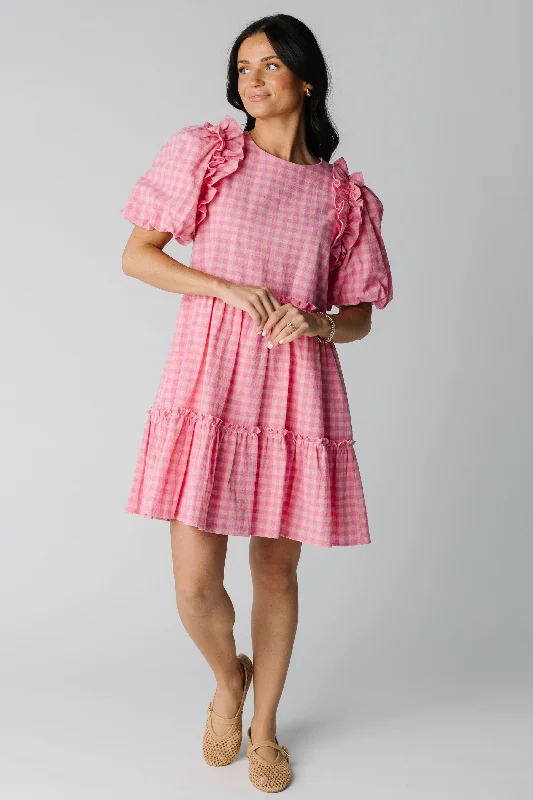 Mini dresses with pleated skirts for a classic look Brass & Roe Darla Gingham Dress