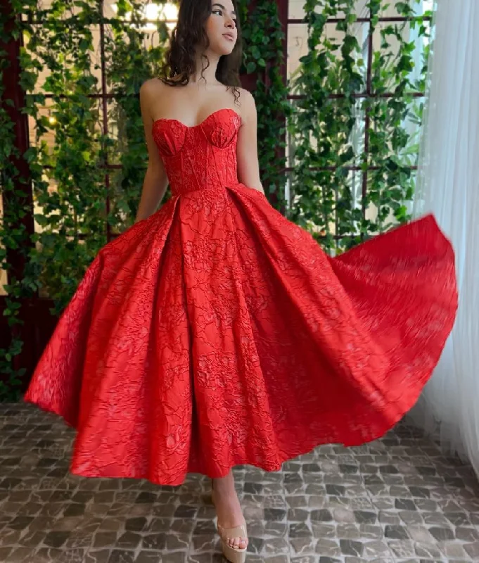 Mini dresses with tassel accents for a fun touch Crimson Ball Gown