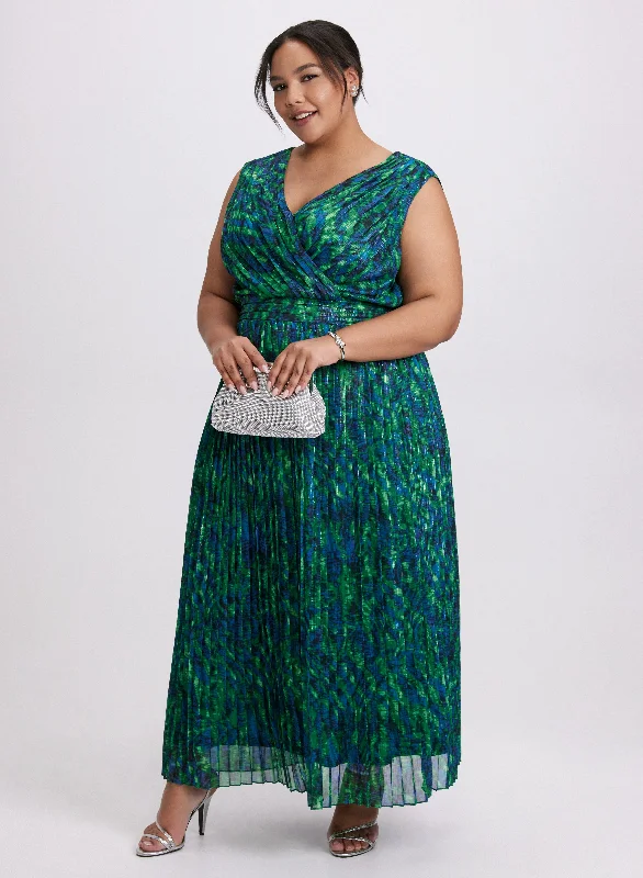 Mini dresses with beaded embellishments for a fancy event Pleated Maxi Dress