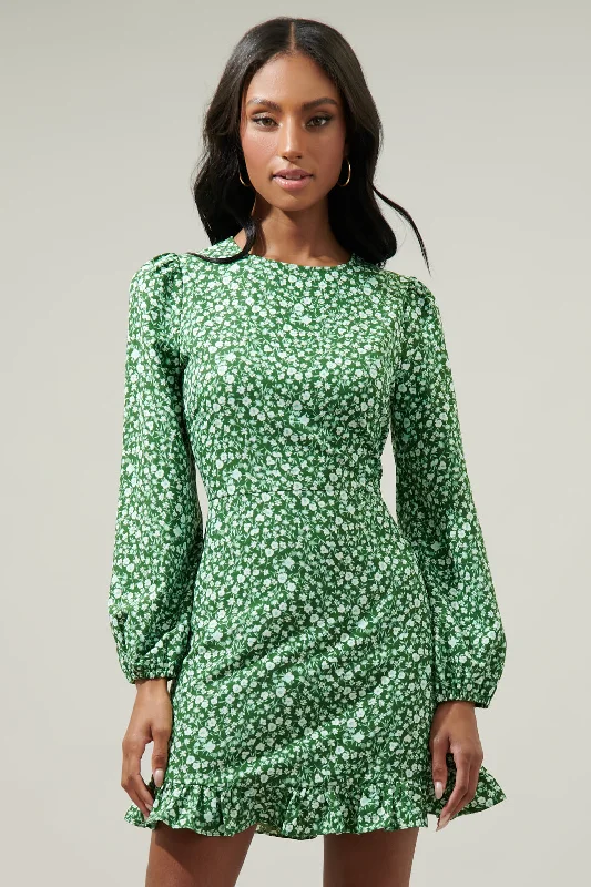 Mini dresses with off - the - shoulder styles Adieu Floral Ruffle Flounce Mini Dress Mini dresses with off - the - shoulder styles Adieu Floral Ruffle Flounce Mini Dress