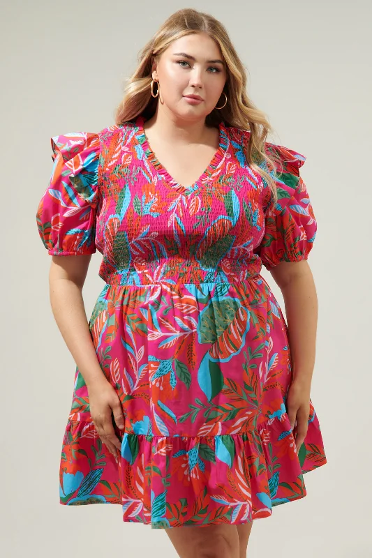 Mini dresses with fringe for a bohemian style Cactus Blossom Leones Smocked Mini Dress Curve Mini dresses with fringe for a bohemian style Cactus Blossom Leones Smocked Mini Dress Curve