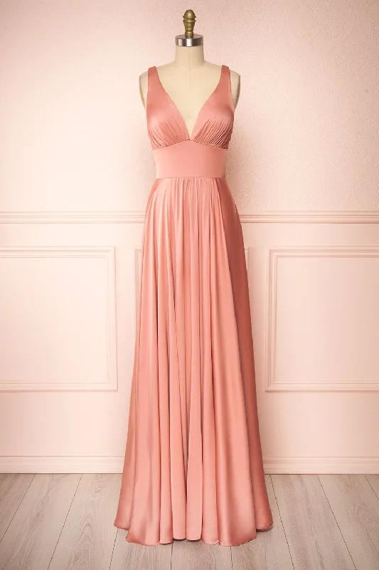 Mini dresses with wrap - around styles Johanie Pink | Satin Maxi Dress