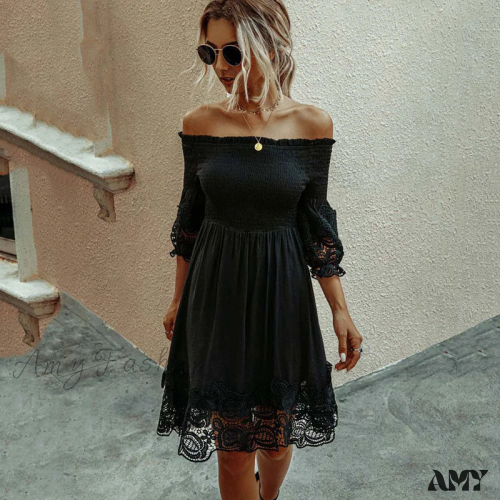 Midi dresses with animal prints for a bold and confident appearance Amy Fashion - White Black Lace Dress Midi dresses with animal prints for a bold and confident appearance Amy Fashion - White Black Lace Dress