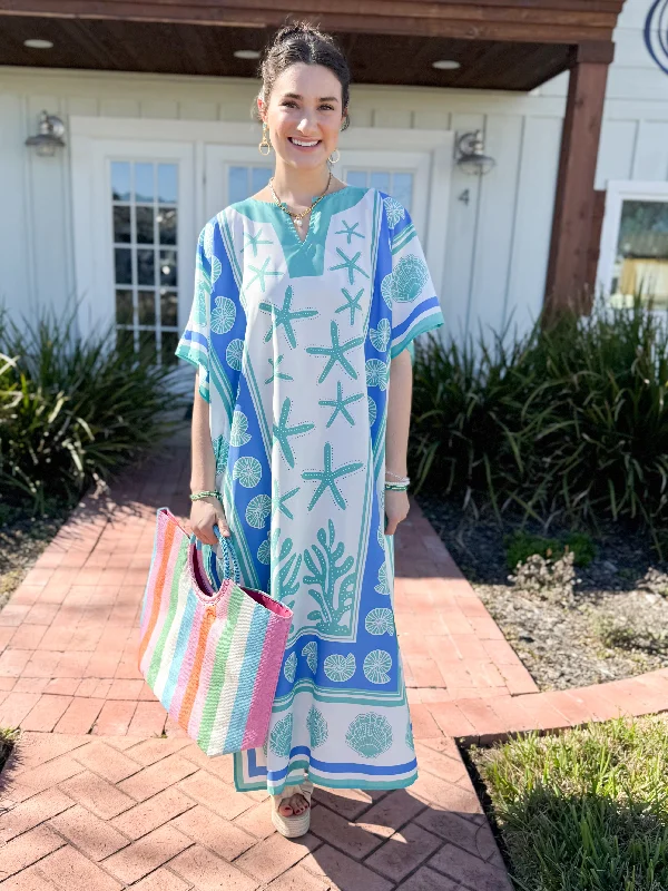 Midi dresses with ruffled sleeves for a more feminine and voluminous look The Milleigh Long Kaftan-Sea La Vie
