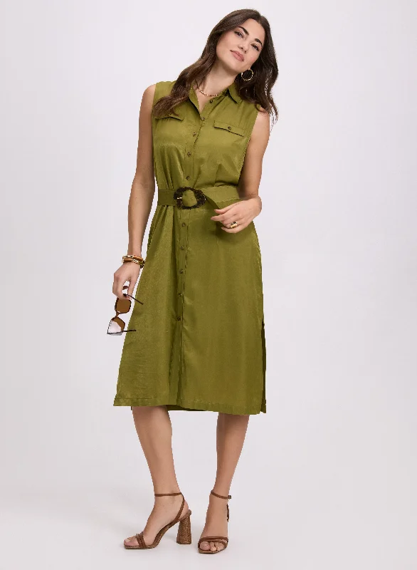 Mini dresses with cut - out details for a trendy look Belted Shirt Dress
