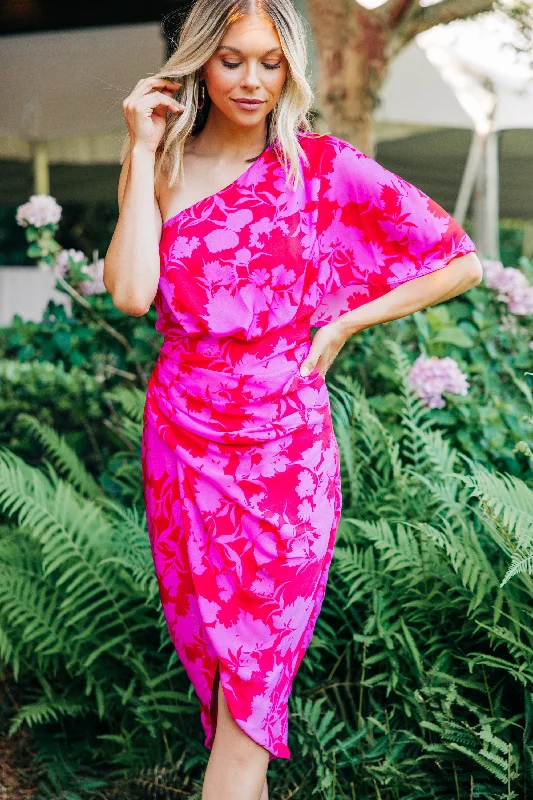 Midi dresses with embroidered accents for a unique and detailed design Making Moves Berry Pink Floral Midi Dress Midi dresses with embroidered accents for a unique and detailed design Making Moves Berry Pink Floral Midi Dress