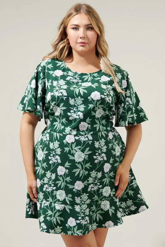 Printed mini dresses for a casual day out Kirby Floral Flouncy Mini Dress Curve