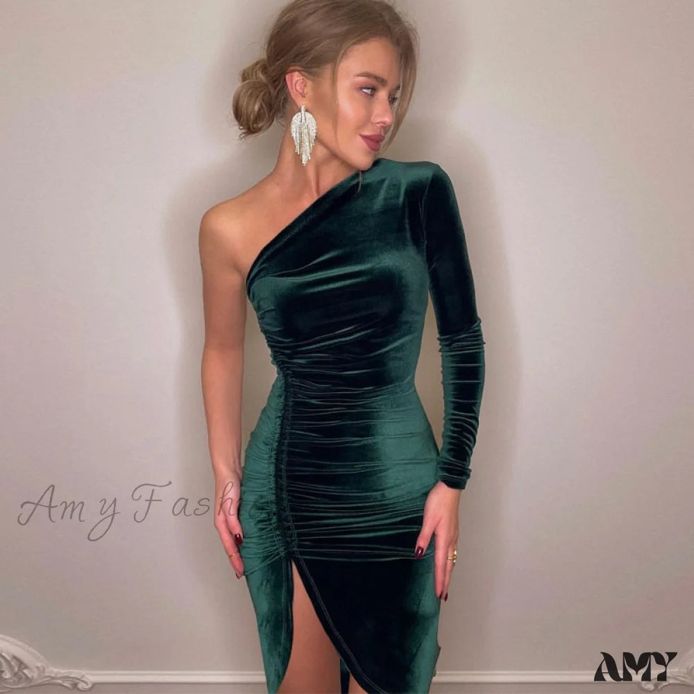 Midi dresses with wrap - around skirts for a customizable fit Amy Fashion - Elegant Long Sleeve Party Bodycon Split Pencil Midi Dress Midi dresses with wrap - around skirts for a customizable fit Amy Fashion - Elegant Long Sleeve Party Bodycon Split Pencil Midi Dress