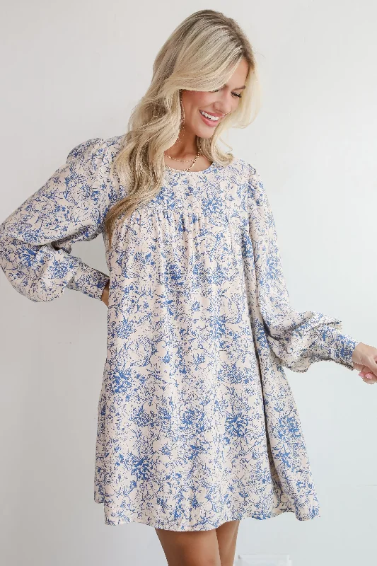 Mini dresses with criss - cross backs for a flirty look Luxe Romantic Blue Floral Mini Dress Mini dresses with criss - cross backs for a flirty look Luxe Romantic Blue Floral Mini Dress