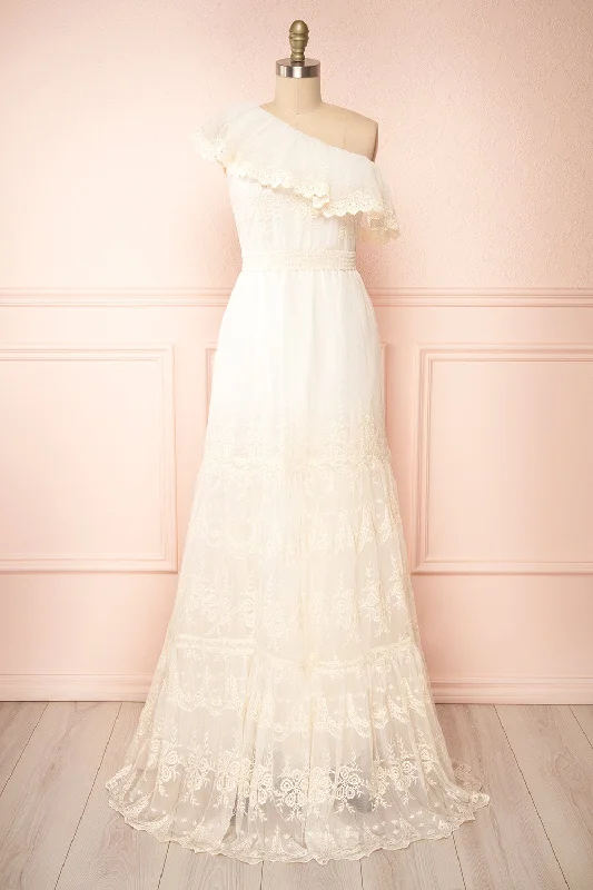 Mini dresses with side slits for a sexy appeal Mary-Grace | One Shoulder Embroidered Maxi Dress Mini dresses with side slits for a sexy appeal Mary-Grace | One Shoulder Embroidered Maxi Dress