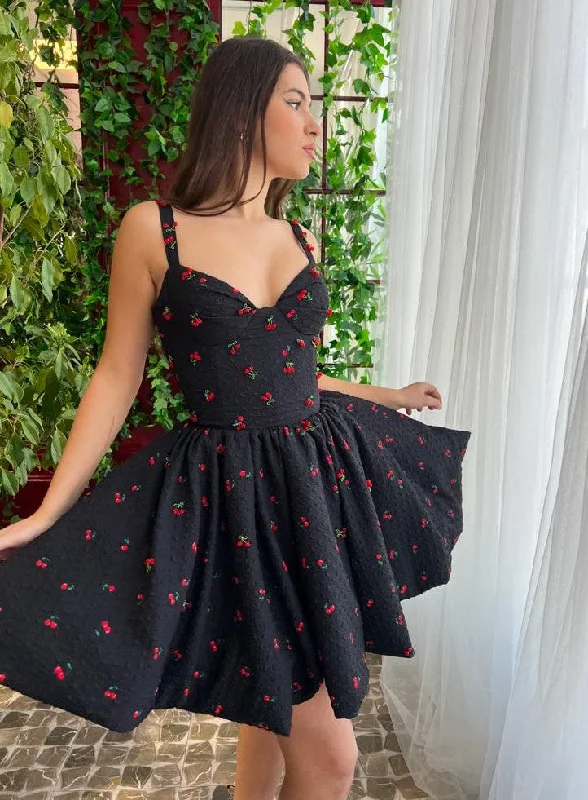 Mini dresses with one - shoulder designs Cherry Brocade Mini Dress