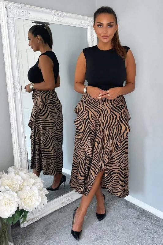 Midi dresses with lace - up fronts for a unique and adjustable style Willow Black and Camel Animal Print 2 in 1 Midi Dress Midi dresses with lace - up fronts for a unique and adjustable style Willow Black and Camel Animal Print 2 in 1 Midi Dress