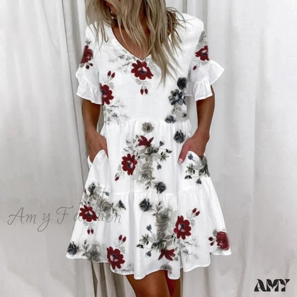 Midi dresses with asymmetric hems for a fashion - forward and dynamic appearance Amy Fashion - Sexy V Neck Floral Print Vintage Dresses Midi dresses with asymmetric hems for a fashion - forward and dynamic appearance Amy Fashion - Sexy V Neck Floral Print Vintage Dresses