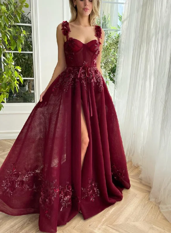 Metallic mini dresses for a glamorous event Maroon Promenade Gown