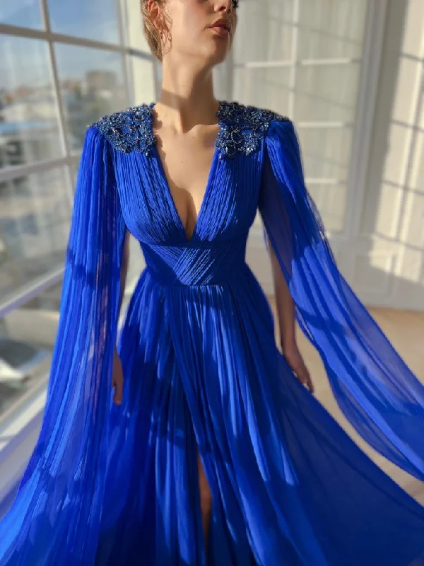Mini dresses with geometric prints for a modern aesthetic Sapphire Wave Gown
