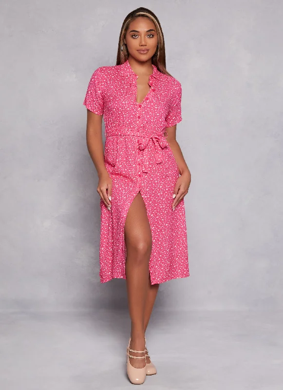 Midi dresses with asymmetric hems for a fashion - forward and dynamic appearance Daisy Print Shirt Dress Midi dresses with asymmetric hems for a fashion - forward and dynamic appearance Daisy Print Shirt Dress