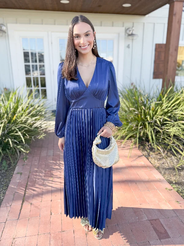 Midi dresses with off - the - shoulder necklines for a flirty look The Roya Pleated Satin Midi Dress-Royal Blue Midi dresses with off - the - shoulder necklines for a flirty look The Roya Pleated Satin Midi Dress-Royal Blue