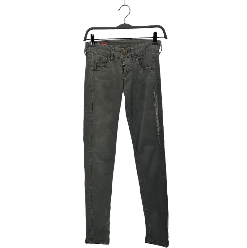 MARITHE FRANCOIS GIRBAUD/Skinny Pants/S/Cotton/GRN/RUSTED METALLIC FRONT BUTTON