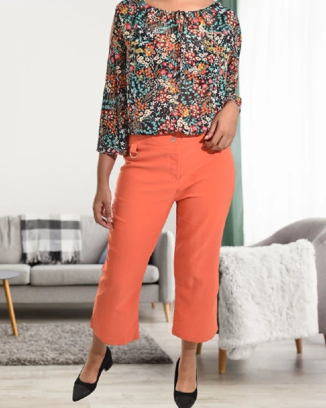 Capri Length Women's Printed Yoga Pants for Workout SessionsLadies Orange capris Pants Capri Length Women's Printed Yoga Pants for Workout SessionsLadies Orange capris Pants