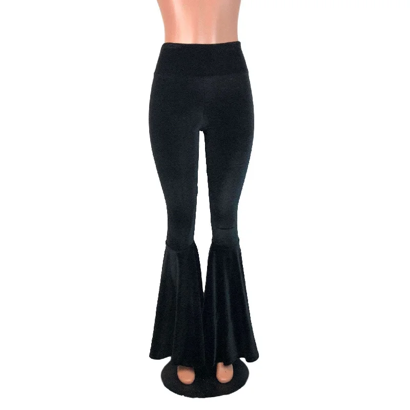 High Waist Bell Bottoms - Black Velvet