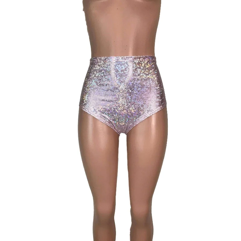 High Waist Hot Pants - Light Pink Shattered Glass